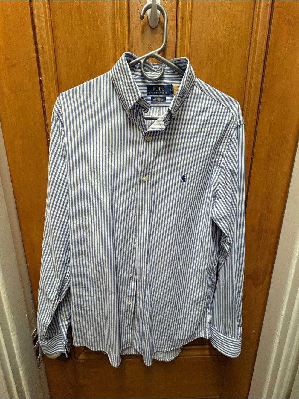 Polo by Ralph Lauren Navy and White Striped Button-Down Shirt